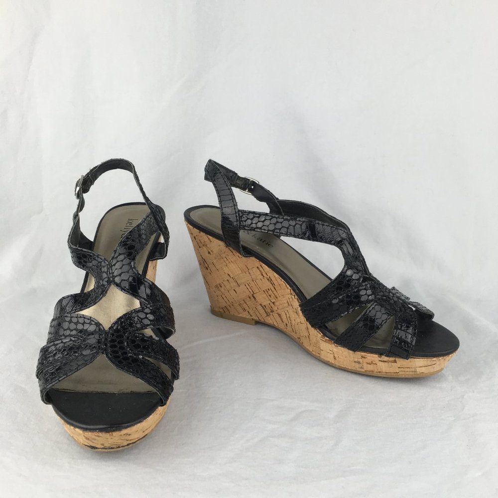 Kelly and Katie Wedge Sandal. Black Size 7 (0073) - Picture 1 of 8